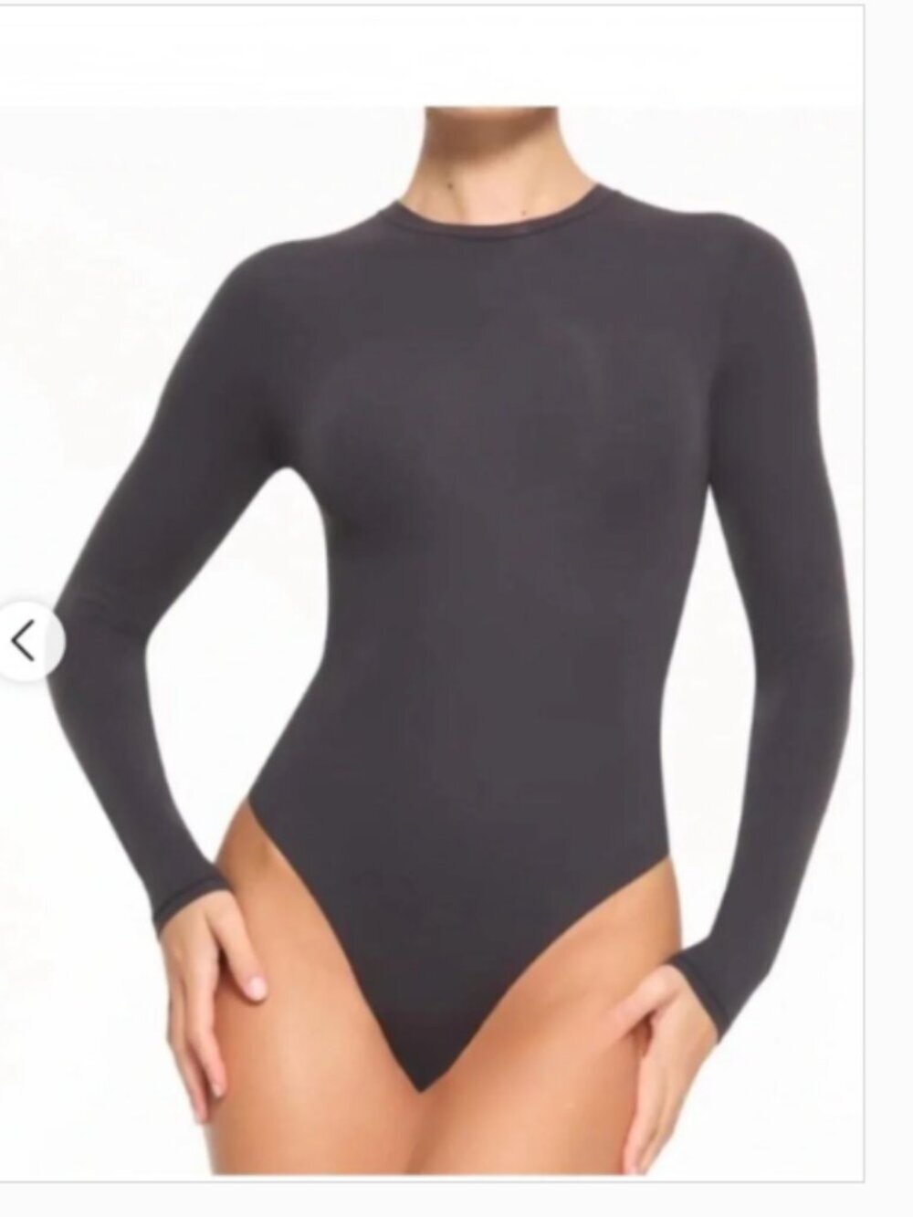 Daisy Womens Plus Size 1X Bodysuit Long Sleeve Crewneck Dark Gray Slinky Stretch